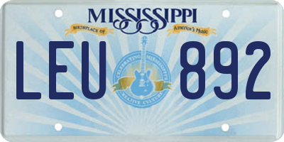 MS license plate LEU892