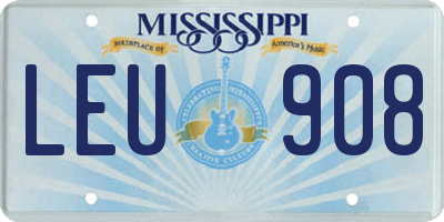 MS license plate LEU908