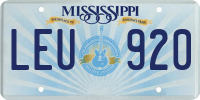MS license plate LEU920