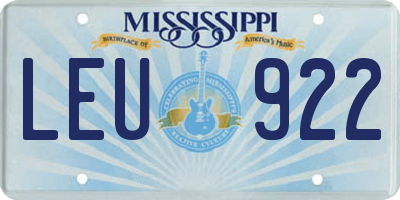 MS license plate LEU922