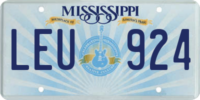 MS license plate LEU924