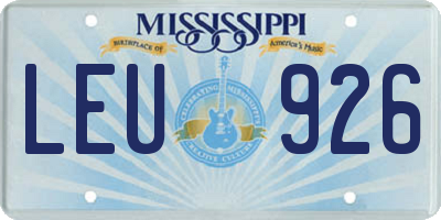 MS license plate LEU926