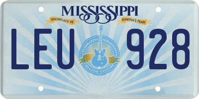 MS license plate LEU928