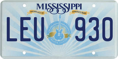 MS license plate LEU930