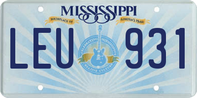 MS license plate LEU931