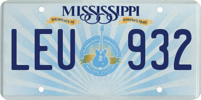 MS license plate LEU932