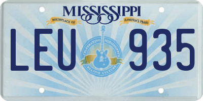 MS license plate LEU935