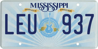 MS license plate LEU937