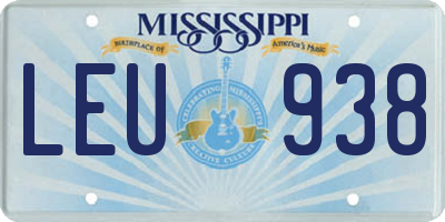 MS license plate LEU938