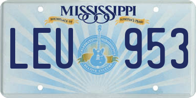 MS license plate LEU953