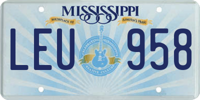 MS license plate LEU958
