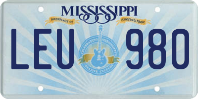MS license plate LEU980