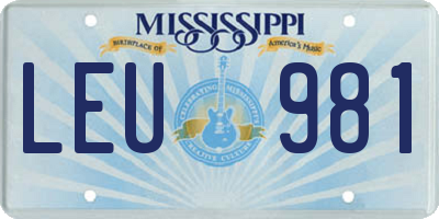 MS license plate LEU981