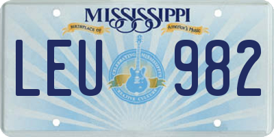 MS license plate LEU982