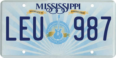 MS license plate LEU987