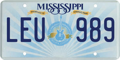MS license plate LEU989