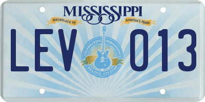 MS license plate LEV013