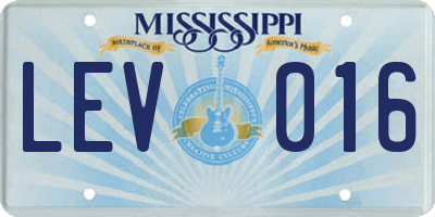 MS license plate LEV016