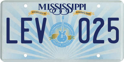 MS license plate LEV025