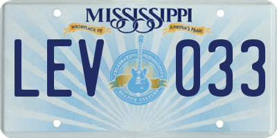 MS license plate LEV033
