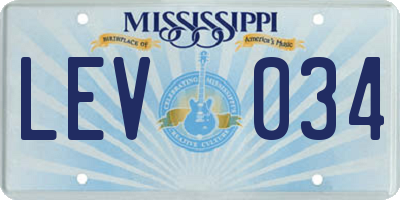 MS license plate LEV034