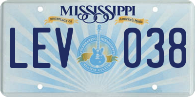 MS license plate LEV038