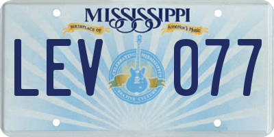 MS license plate LEV077