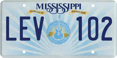 MS license plate LEV102