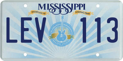 MS license plate LEV113