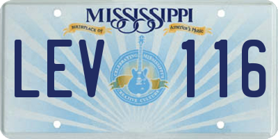 MS license plate LEV116