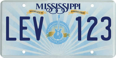 MS license plate LEV123