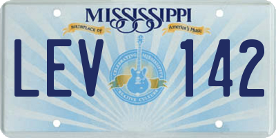 MS license plate LEV142