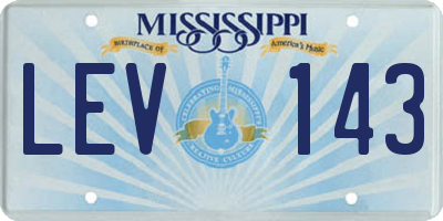 MS license plate LEV143