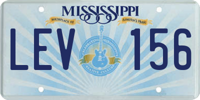 MS license plate LEV156