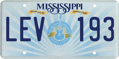 MS license plate LEV193