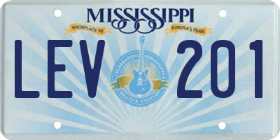 MS license plate LEV201