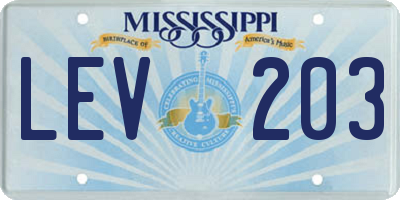 MS license plate LEV203