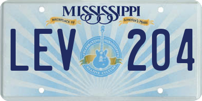 MS license plate LEV204