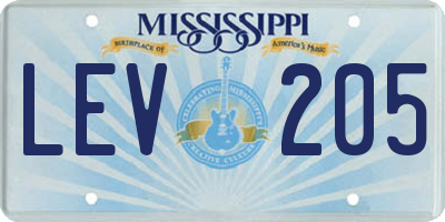 MS license plate LEV205
