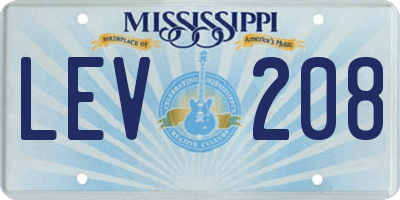 MS license plate LEV208