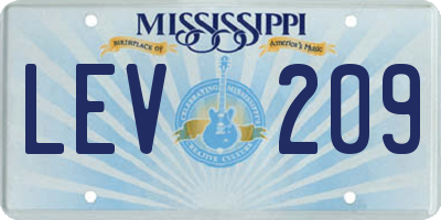 MS license plate LEV209