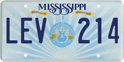 MS license plate LEV214