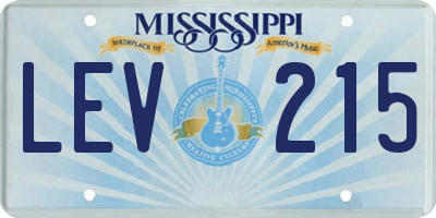 MS license plate LEV215
