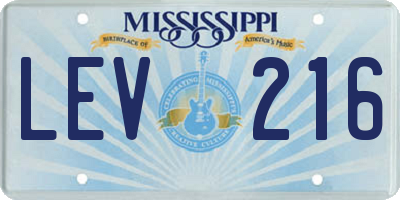 MS license plate LEV216