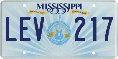 MS license plate LEV217