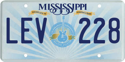 MS license plate LEV228