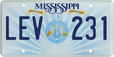 MS license plate LEV231