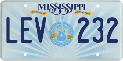 MS license plate LEV232