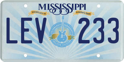 MS license plate LEV233