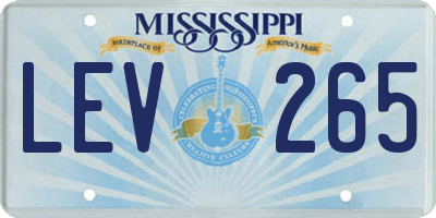 MS license plate LEV265